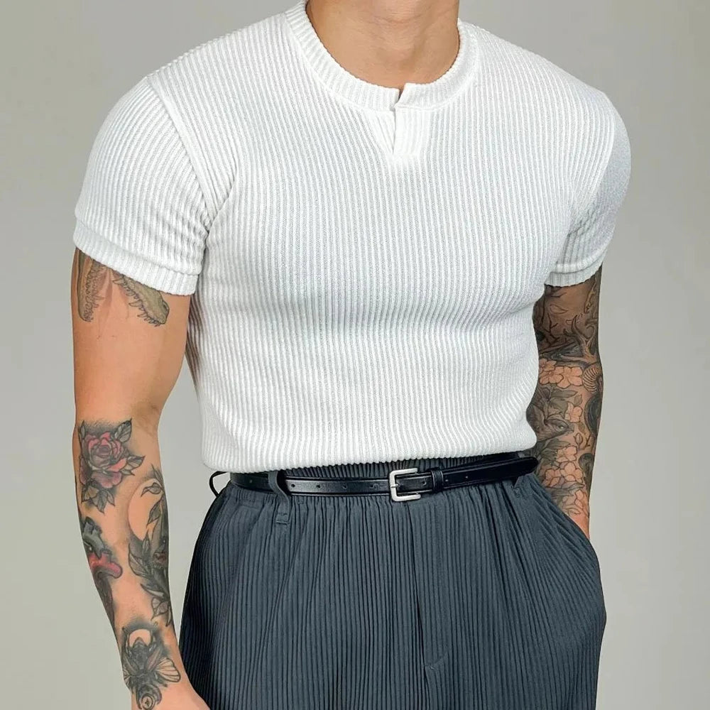 HEARUJOY  -  Summer New Men's Solid Color Short-Sleeved T-Shirt American Retro Fashion Trend Leisure Loose Breathable Sports Gym Men's Tops