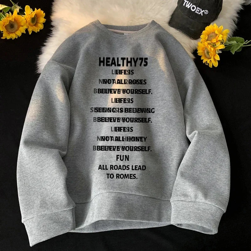 HEARUJOY  -  Men's Oversized Hoodie White Walf Checks Hoodies Oversize for Men Letter Print 5XL Man Casual Wear Hoody Male Sweatshirt