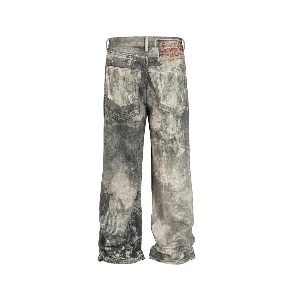 Hearujoy Camouflage Speckled Digital Printed Jeans for Men and Women Straight Casual Baggy Denim Trousers Ropa Hombre Loose Cargo Pants
