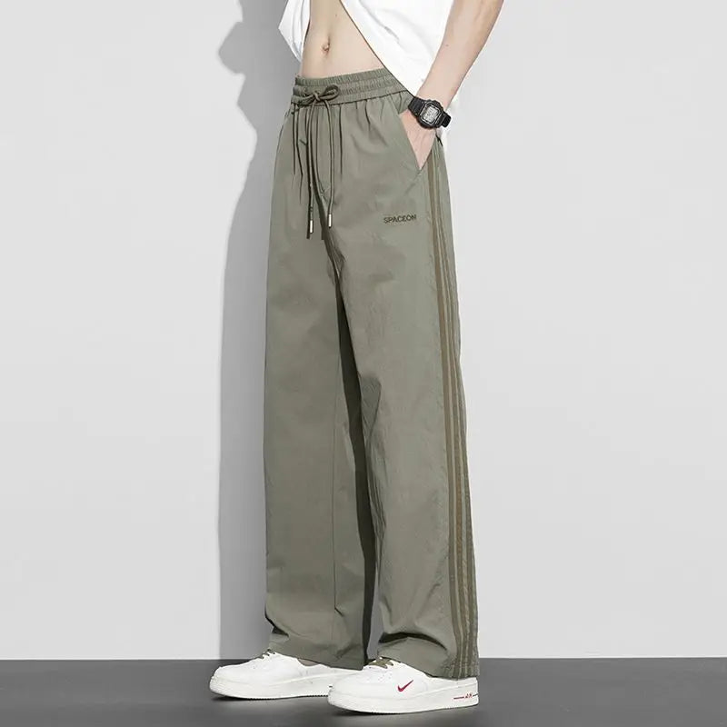 HEARUJOY  -  Ice Silk Men's Summer Lightweight Loose Straight Trousers Quick Dry Casual Pants