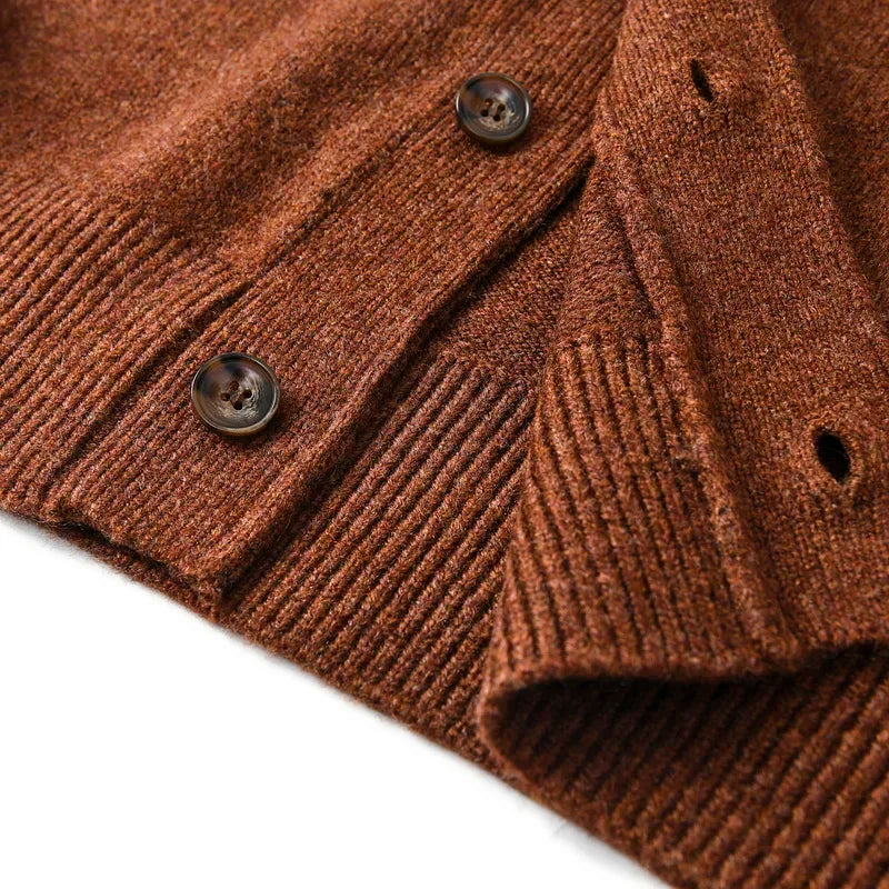 HEARUJOY  -  Men's Thickened Wool V-Neck Cardigan - Winter Warm Minimalist Knit Sweater Layering Top (Trendy) Autumn Winter