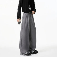 HEARUJOY  -  Grey Suit Pants Men Oversized Society Mens Black Dress Pants Korean Casual Loose Wide Leg Pants Mens Office Formal Trousers