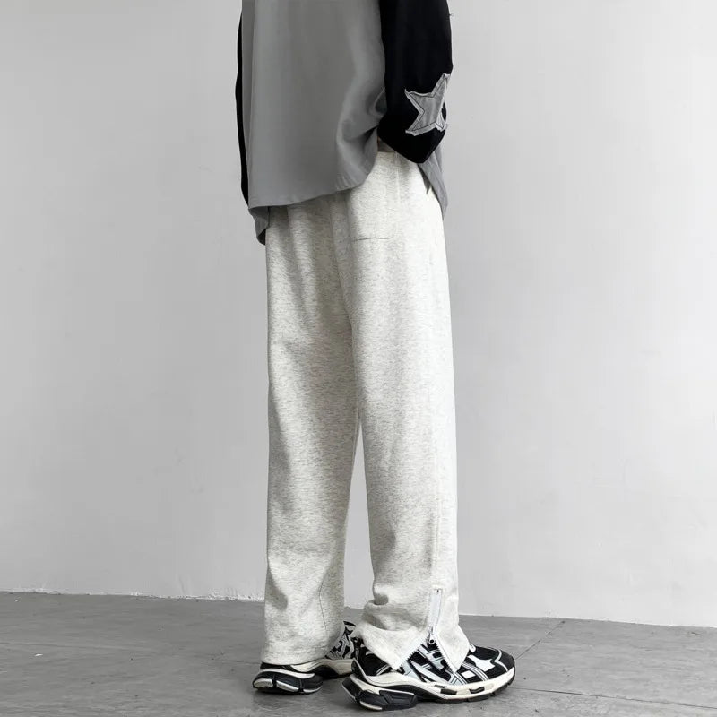 HEARUJOY  -  Black Casual Pants Men Sweatpants Oversized Wide Leg Pants Men Streetwear Loose Grey Straight Sports Pants Mens Joggers Trousers