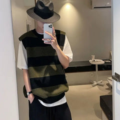 HEARUJOY  -  Waistcoat Sleeveless Long Sweater Man V Neck Knit Vests for Men Korean Popular Clothes Cheap Knitwear Cashmere Elegant Smooth