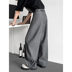 HEARUJOY  -  Grey Black Suit Pants Men Oversized Society Mens Dress Pants Korean Casual Wide Leg Pants Mens Office Formal Trousers M-3XL
