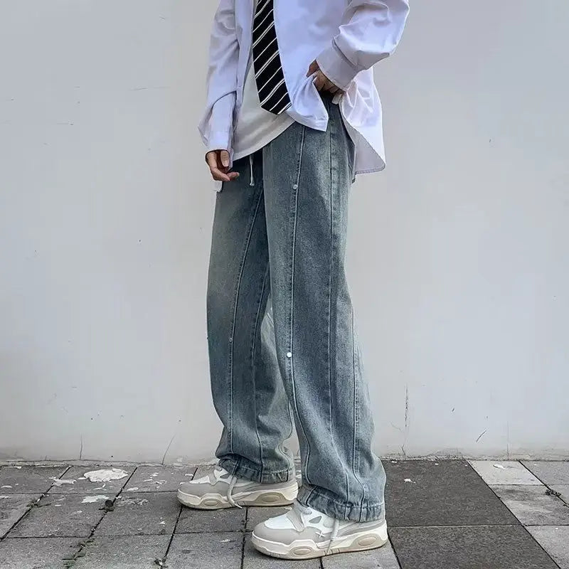 Hearujoy Workwear Jeans Men's Loose Straight Leg Pants Men's Casual Pants High Street Fashion Brand