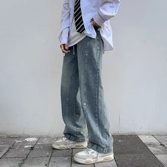Hearujoy Workwear Jeans Men's Loose Straight Leg Pants Men's Casual Pants High Street Fashion Brand