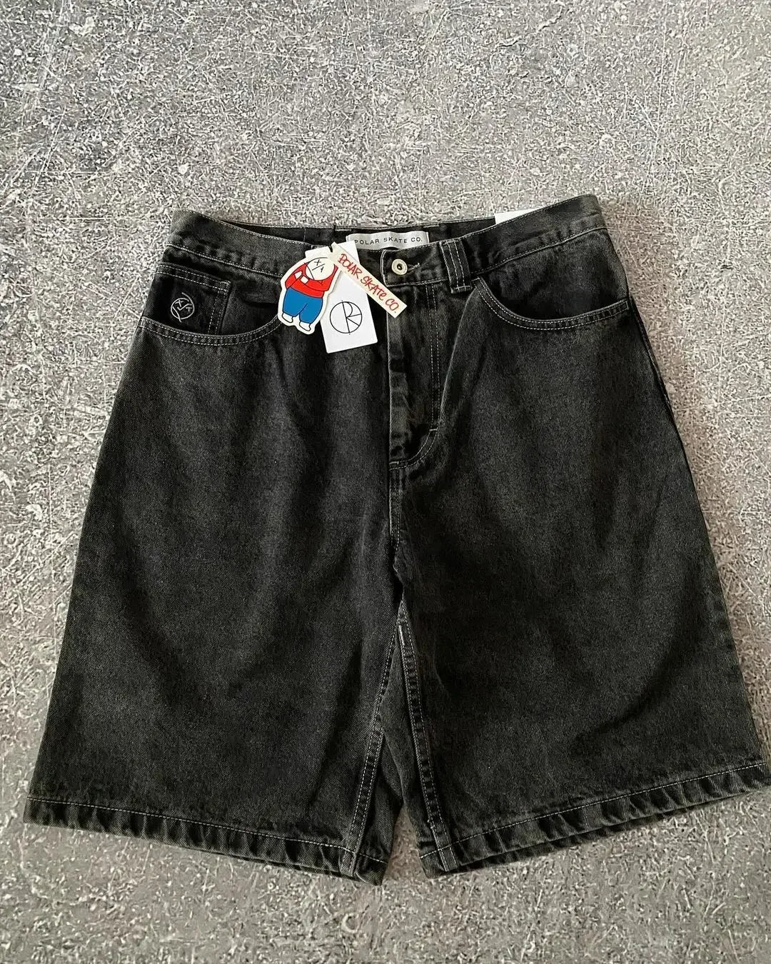 HEARUJOY  -  American street rhinestone retro pocket washed wide-leg denim shorts summer y2k Harajuku high-waist straight knee-length shorts