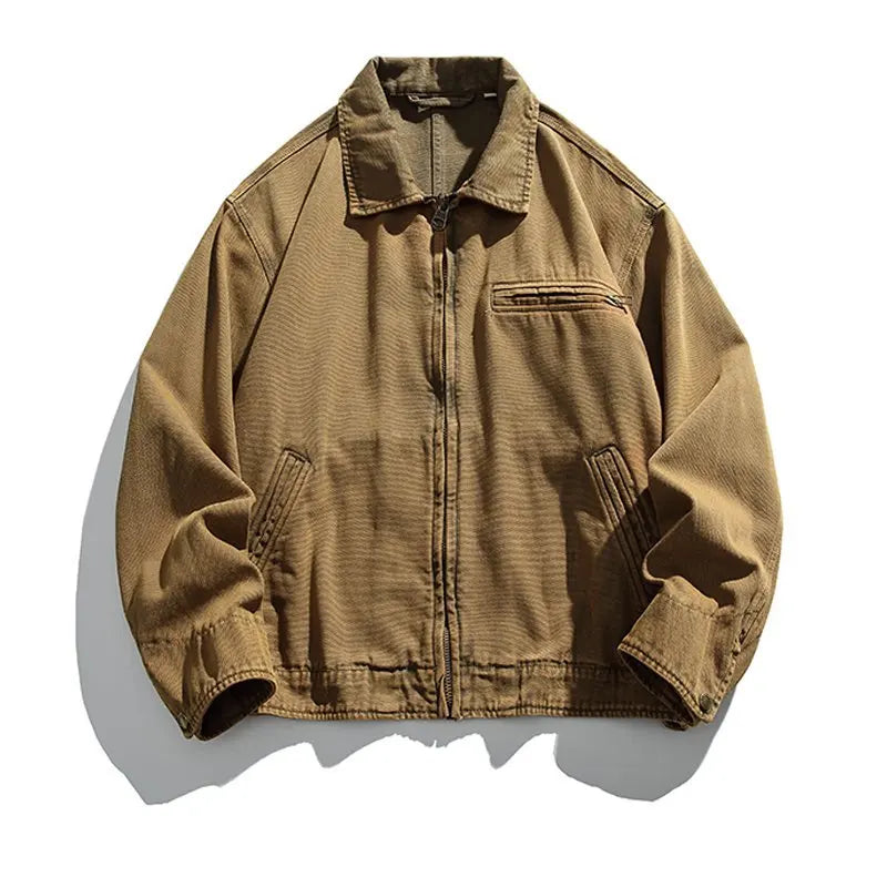 HEARUJOY  -  Japan Vintage Detroit Jacket Hand-Brushed Washed Canvas Artisan Dyed Workwear Overshirt Heritage Notch Collar Coats
