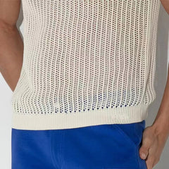 HEARUJOY  -  Shirt Tops V-lapel Tops Fashion Fashion Streetwear Ribbed Knitted Sexy See Throughm Hollow Out Short Sleeve Shirt