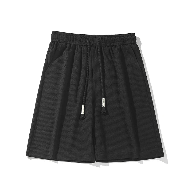 Hearujoy Summer Shorts Men Fashion Gray Black Pleated Shorts Men Streetwear Loose Ice Silk Shorts Mens Beach Shorts Large Size M-5XL