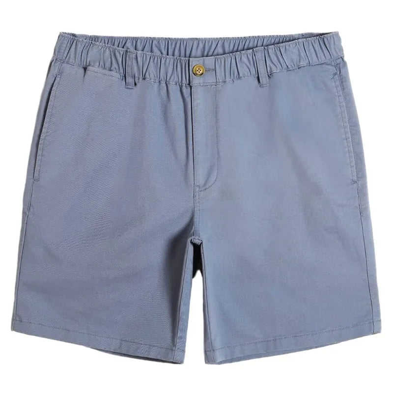 HEARUJOY  -  Men's Classic Fitted Cotton Casual Shorts with Elastic Waistlines and Multiple Pockets for Daily Commuting and Summer Shorts