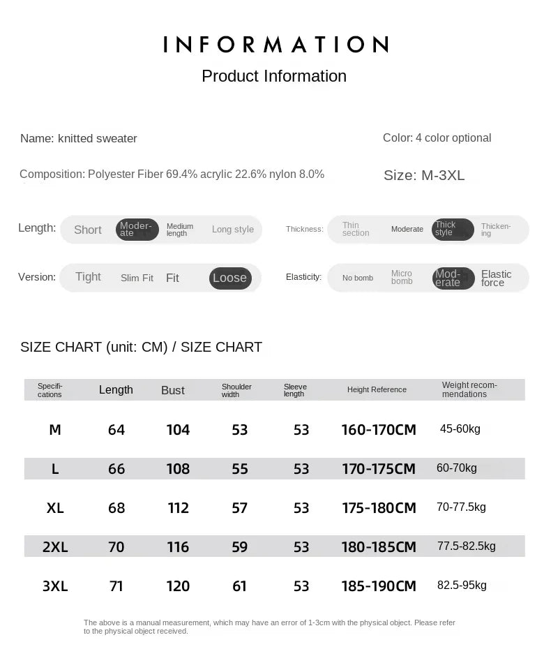 HEARUJOY  -  Men's New Autumn and Winter Sweater Base Shirt Men's V-neck Design All Comfortable Lazy Wind Warm Can Wear Sweater Men