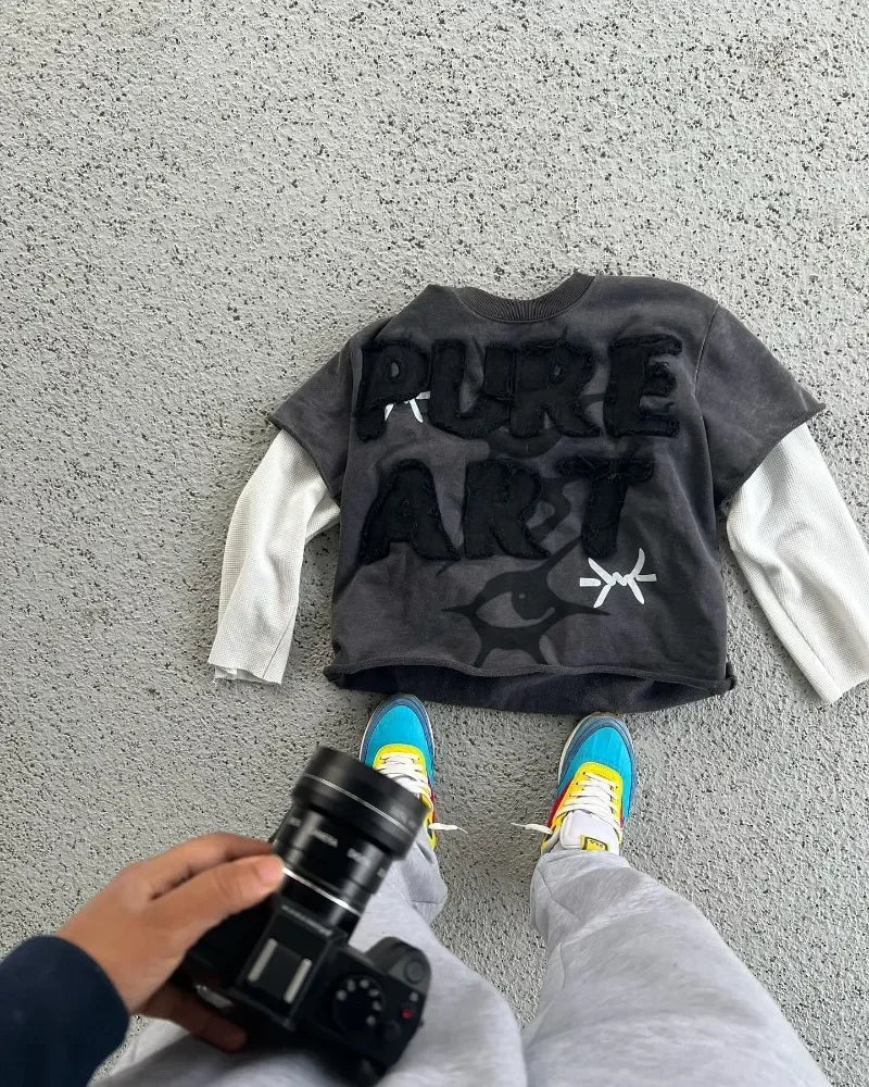 Hearujoy Y2K New Retro Letter Embroidered Long Sleeve American Street Hip Hop Harajuku Fashion Gothic Punk Casual Loose Couple Sweatshirt