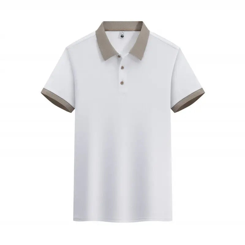 HEARUJOY  -  Summer Men's Clothing Luxury Knit Short Sleeve Polo Shirt Retro Button-down Patchwork Popular Fashion Business Casual T-shirt