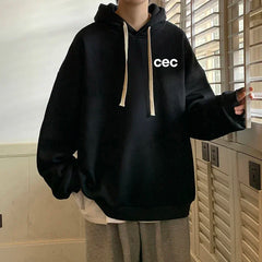 HEARUJOY  -  Men's Oversized Hoodie Off White 5XL Letter Print Hoodies with Hat Over size for Men Man Hoody Casual Wear Male Sweatshirt