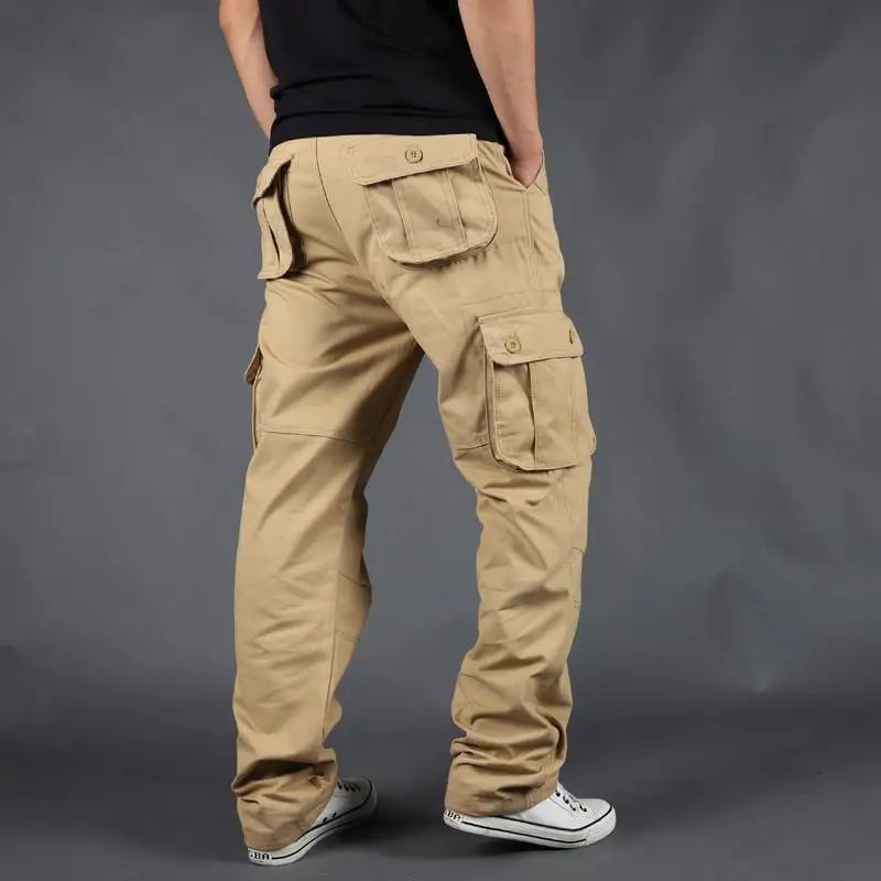 HEARUJOY  -  Outdoor Work Pants Men Loose Straight Autumn Multi-pocket Trousers Pure Cotton Water Washing Casual Fashion Trendy Pants
