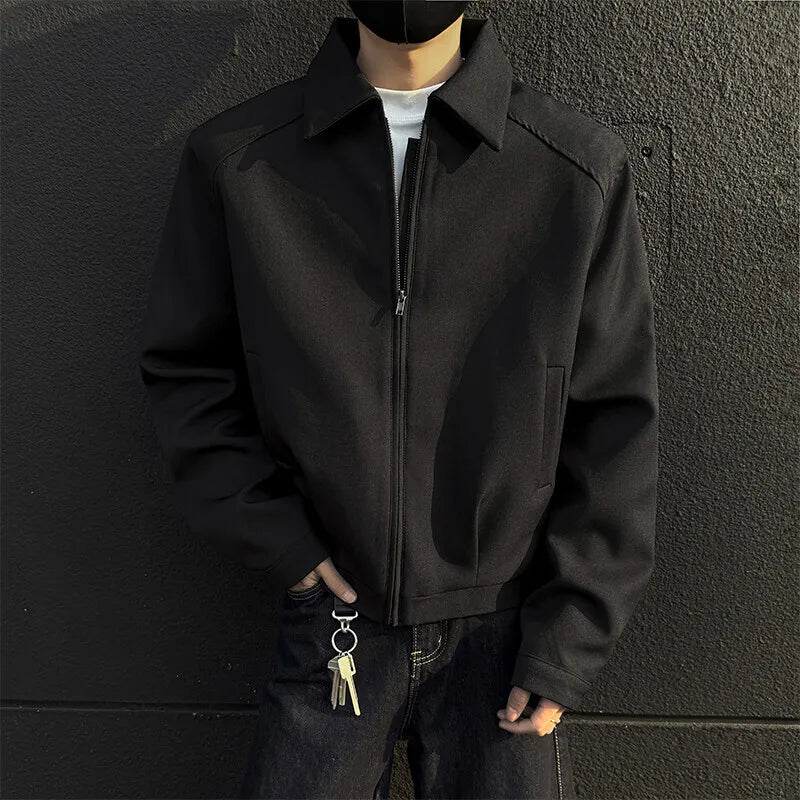 HEARUJOY  -  Spring Short Jacket Men Fashion Casual Black Jacket Men Streetwear Korean Loose Bomber Jacket Mens Motorcycle Jackets Coat M-3XL