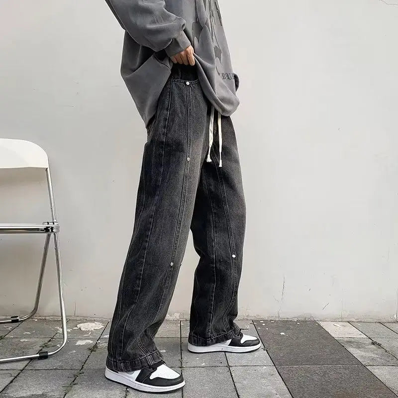 Hearujoy Workwear Jeans Men's Loose Straight Leg Pants Men's Casual Pants High Street Fashion Brand