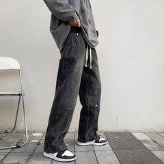 Hearujoy Workwear Jeans Men's Loose Straight Leg Pants Men's Casual Pants High Street Fashion Brand