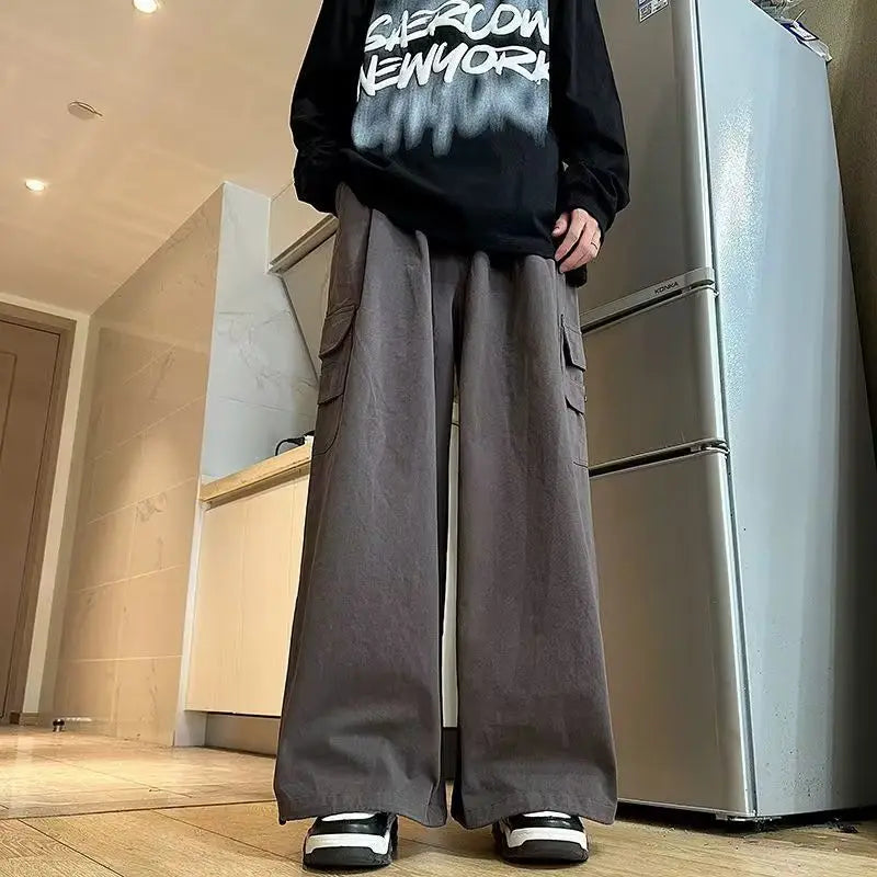HEARUJOY  -  Fashion Brand Work Pants Men Ins Trendy Loose Straight Wide-leg Casual Trousers