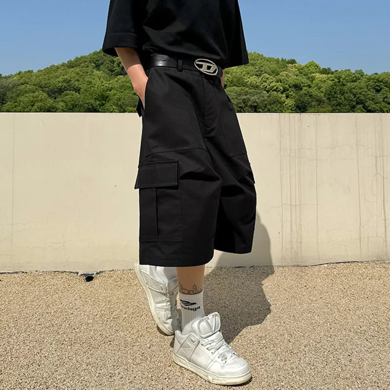 Hearujoy Korean Style Stereoscopic Eight-point Cargo Shorts Big Pocket Male Solid Color Men Casual Overalls Summer 9C5965