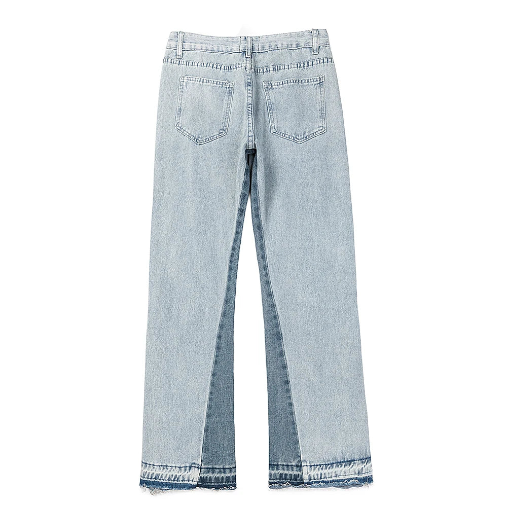 Hearujoy New Streetwear Color Match Baggy Jeans for Men Straight Patchwork Vintage Loose Denim Trousers Oversized Casual Cargo Pants
