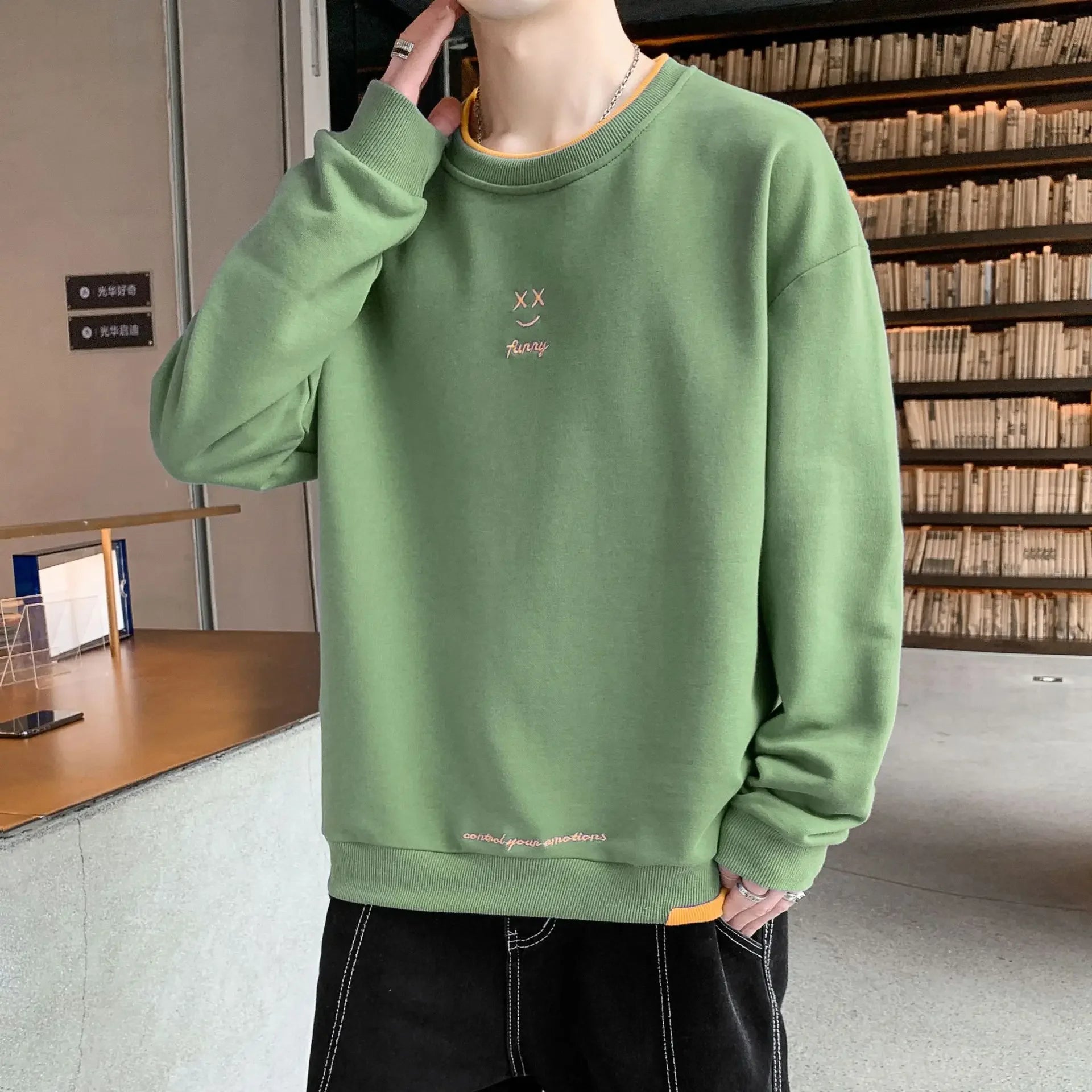 HEARUJOY  -  Men Sweatshirts 2025 Spring Autumn Casual Pullover for Male Oversize Hoodies Letter Embroidery Loose Tops Hip Hop Streetwear