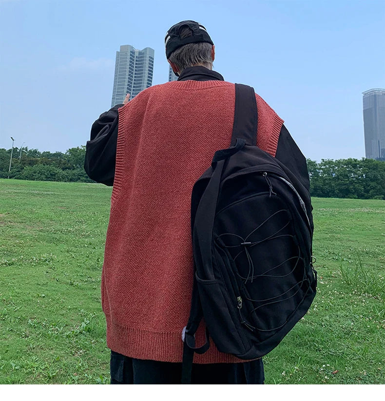 HEARUJOY  -  Autumn Streetwear Mens Loose Sweater Vest Casual Thermal Oversized Winter Sweater Vest Men Sweater Vest  for Daily Wear