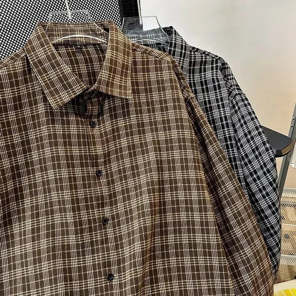 HEARUJOY  -  All Seasons Shirt Casual Long Sleeves Slight Stretch Fabric Brand New Condition Casual Wear Loose Casual Couple Jacket