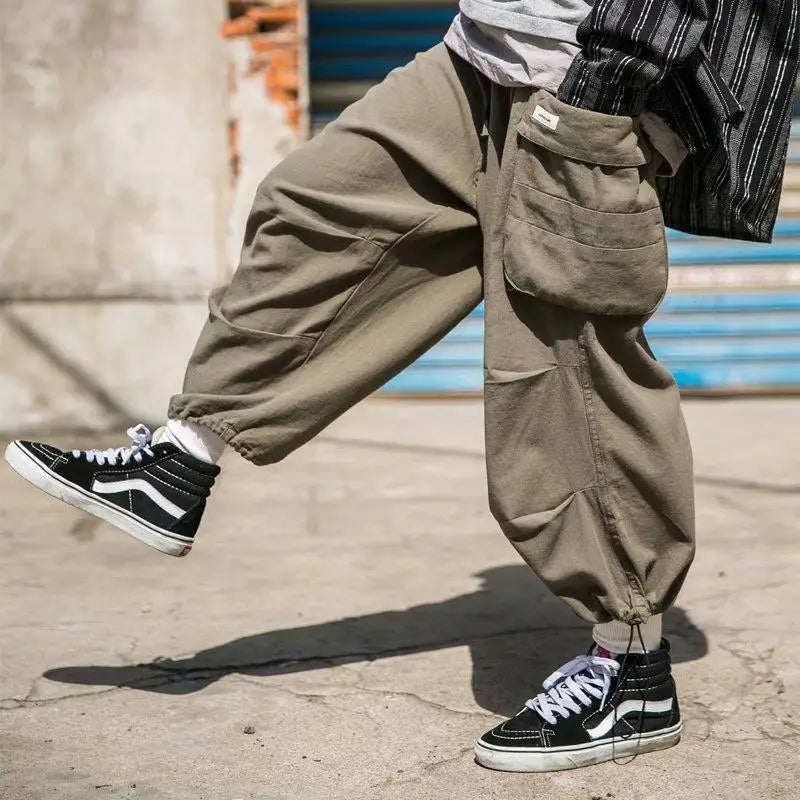 Hearujoy Harajuku Y2k Baggy Cargo Pants Joggers Streetwear Ankle-Length Casual Harem Long Trousers Men Wide Leg Oversize 2024 New