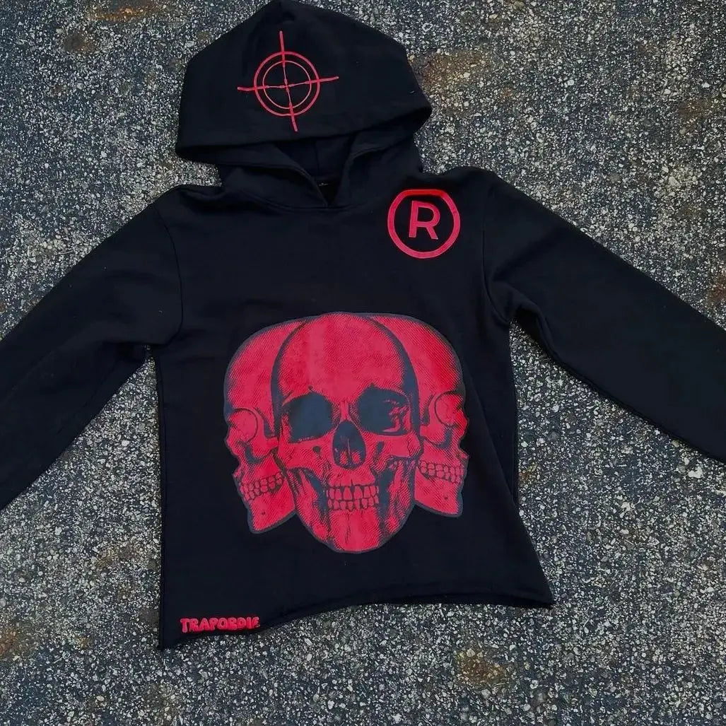 Hearujoy Harajuku skull letter print streetwear hiphop hoodies women graphic y2k top oversized hoodie sweatshirt goth women clothes