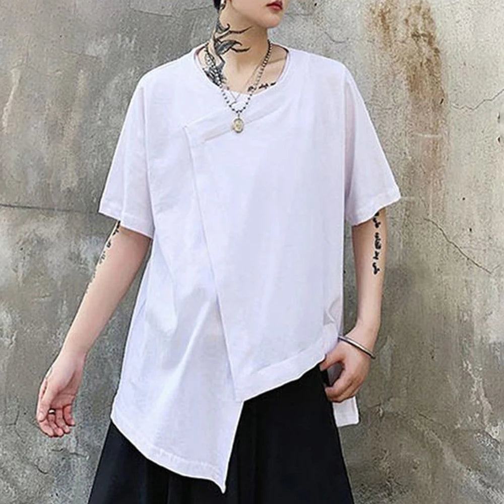 HEARUJOY  -  XS-4XL Mens T-Shirt Irregular Dark Style Cotton T-Shirt Summer Streetwear Y2k Fashion Campus Trend Top Men'S Clothing 2025 New