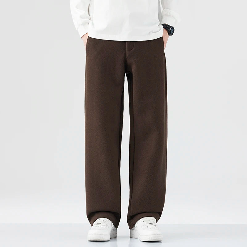 HEARUJOY  -  New Autumn Japanese Retro Lambswool Casual Suit Pants - Men's Relaxed Straight-Leg Versatile American Streetwear