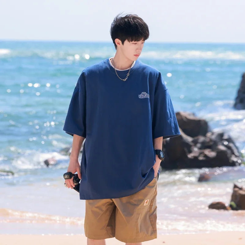 HEARUJOY  -  T Shirt Oversized Cotton For Men 5XL White Men's Letter Print T-shirts Men Casual Wear Summer Tee Shirts Big Size Clothing