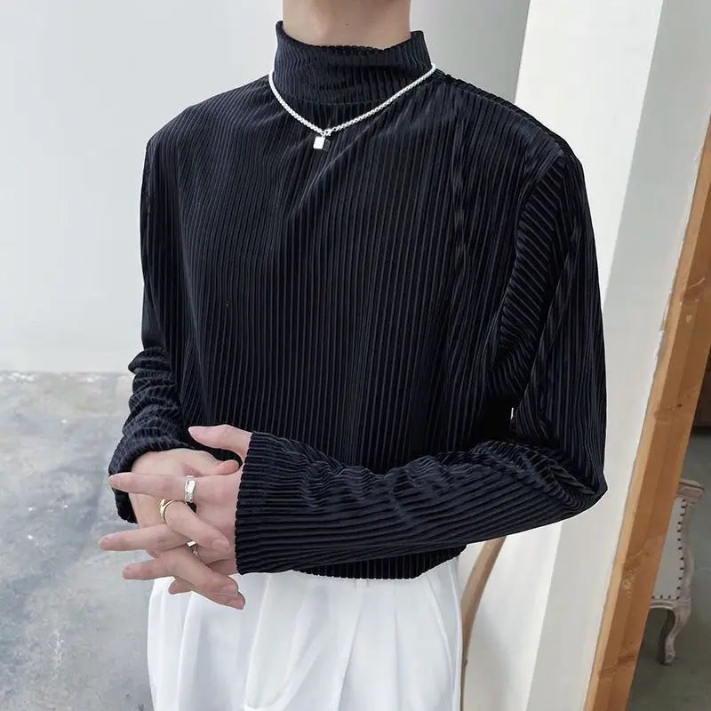 HEARUJOY  -  Half High Collar Male Pullover Tops Streetwear Tee Designer Quality Xl Sweatshirt Aesthetic Emo Normal Xxl Men's T-shirts White