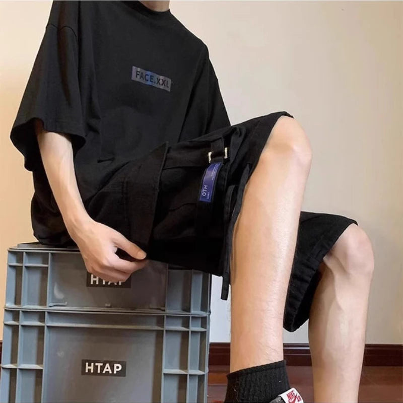 HEARUJOY  -  Summer Workwear Men's Trendy Loose Straight Large Pocket Casual Beach Shorts