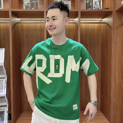 Hearujoy Man Tee Shirts Green Alphabet Rock Clothes Men's T-shirt Top Hip Hop Streetwear Kpop Hot Goth Grunge Quick-drying Stylish Xl Gym