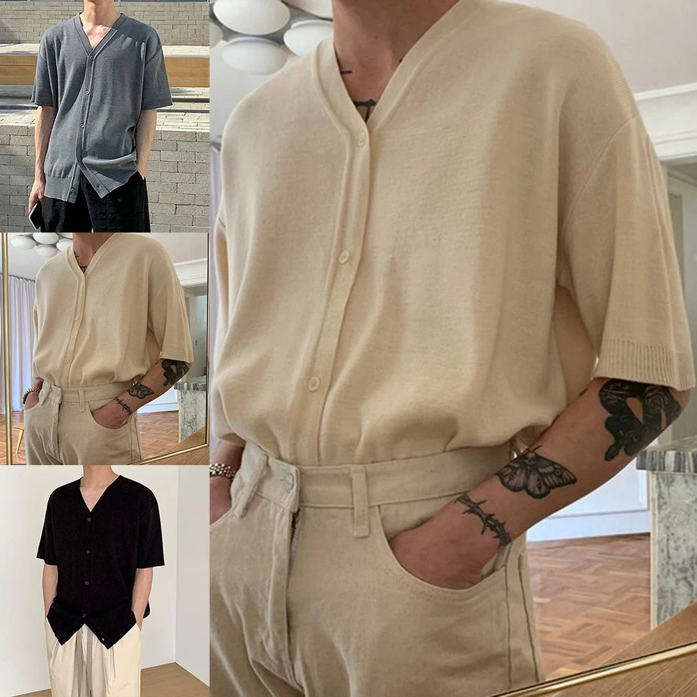 HEARUJOY  -  Polyester Shirt Loose Casual Cardigan Holiday Style Regular Length Solid Pattern Summer Wear Casual Style For Daily Wear