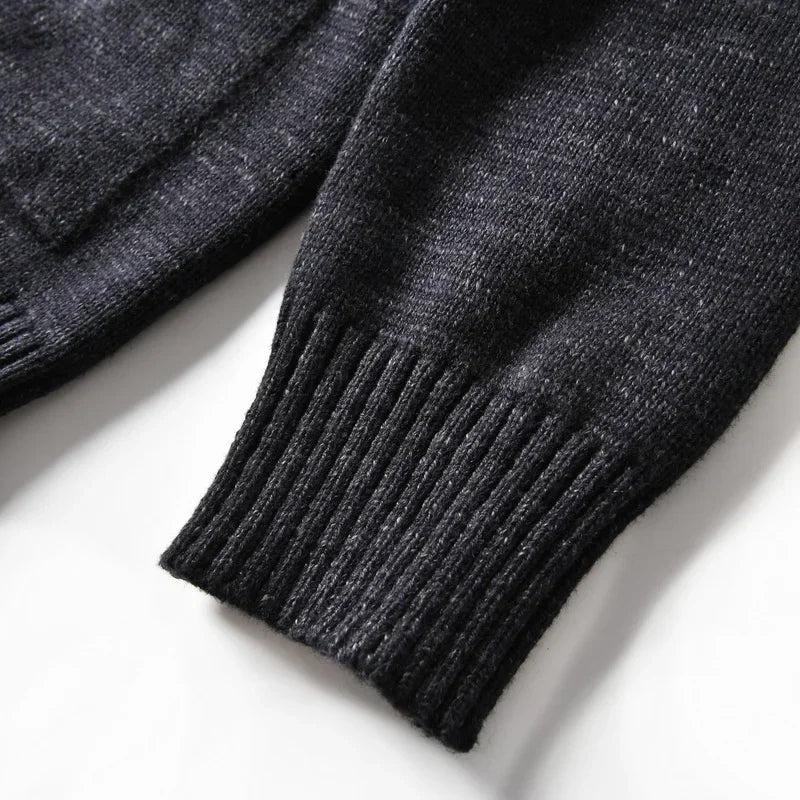 HEARUJOY  -  Premium Wool-Blend Relaxed Fit Layered V-Neck Cardigan Men's Warm Knit Sweater Coat for Autumn/Winter