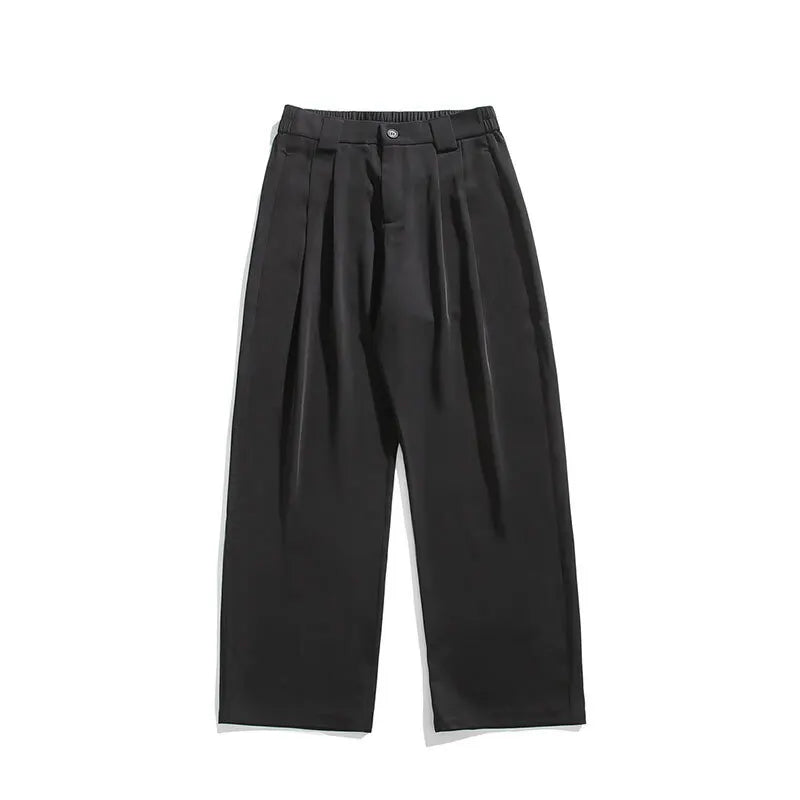 HEARUJOY  -  Grey Suit Pants Men Fashion Society Mens Black Dress Pants Korean Loose Casual Wide Leg Pants Mens Office Formal Trousers M-3XL