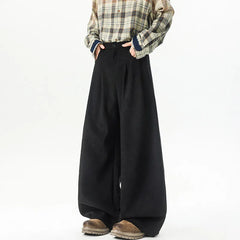 HEARUJOY  -  Corduroy Pants Men Oversized Fashion Black Casual Wide Leg Pants Men Streetwear Korean Loose Corduroy Suit Pants Mens Trousers