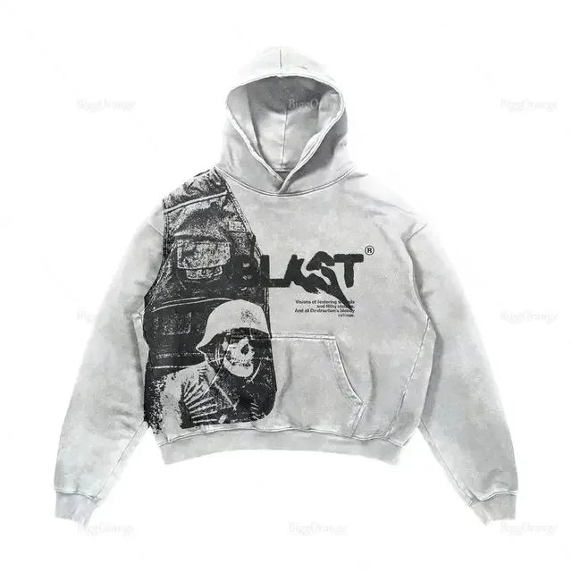 Hearujoy Vintage Letter print sweatshirt hoodie oversized streetwear harajuku y2k tops american style grunge casual hoodies women