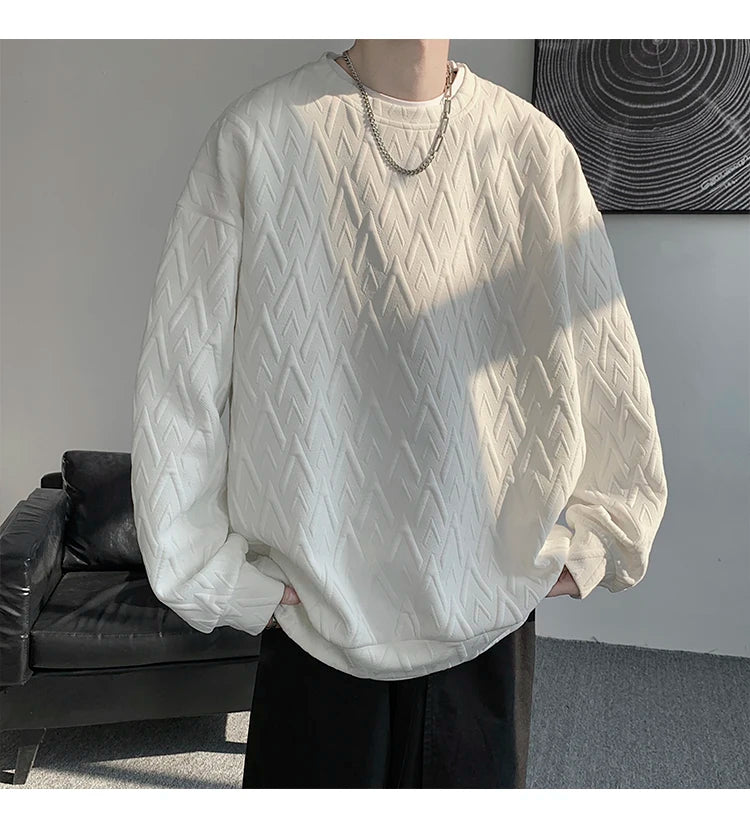 HEARUJOY  -  American Style Men's Crew Neck Sweatshirt Basic Pullover Harajuku Sweatshirt Long Sleeve T-shirt Fashion Men's Clothing 5XL