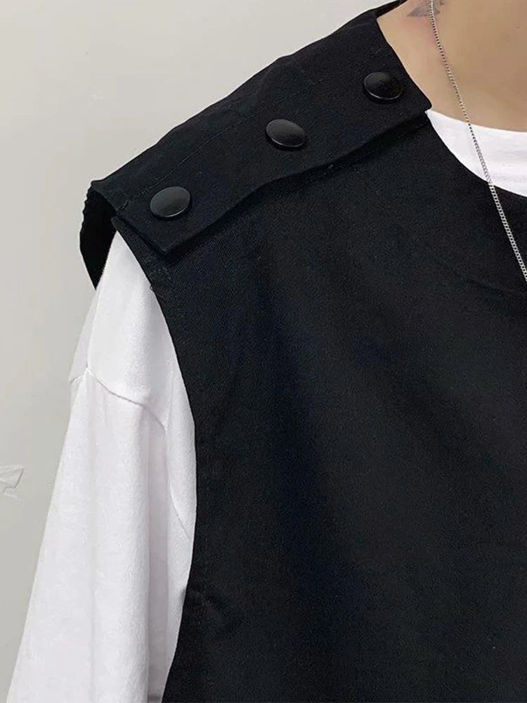 Hearujoy Techwear Vest Men's T-shirt with Short Sleeves T-shirts Black Sleeveless Vest Men Coat Summer Streetwear Hip Hop