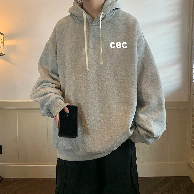 HEARUJOY  -  Men's Oversized Hoodie Off White 5XL Letter Print Hoodies with Hat Over size for Men Man Hoody Casual Wear Male Sweatshirt
