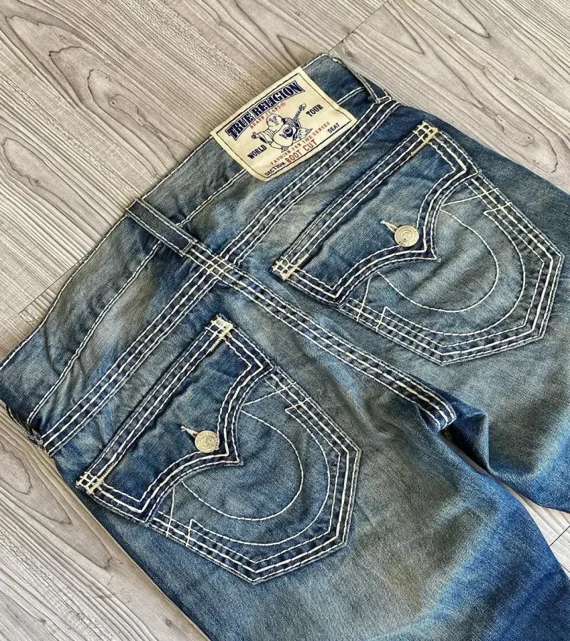 Hearujoy Y2K New Fashion washing Embroidery Loose Jeans Men Women Street Casual Joker Mopping Oversized Wide leg Pants Couple denim Jeans