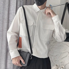 Hearujoy Striped Patchwork Handsome Shirt Men's New Fashionable Casual Long Sleeved Shirt Trendy Thin Top