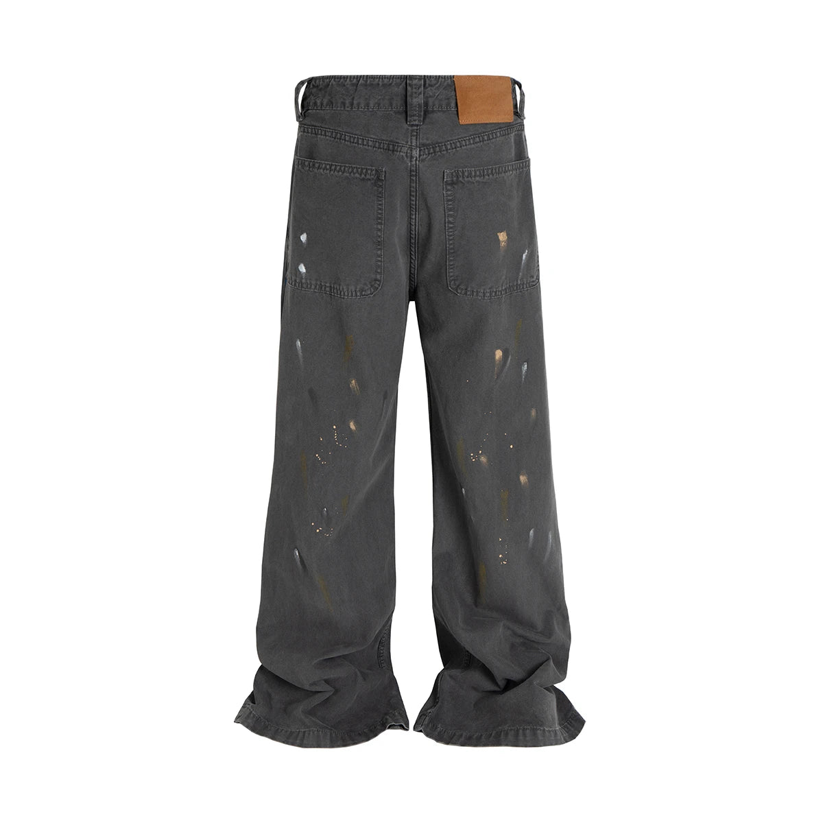Hearujoy Overdyed Splashed Ink Patch Baggy Jeans for Men Streetwear Casual Loose Denim Trousers Distressed Oversized Cargo Pants