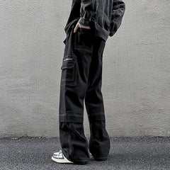 Hearujoy Hip Hop Tooling Pants Men Multi Pockets Cargo Pants Trousers Women Mens Streetwear Casual Pants Straight Loose Joggers Overalls